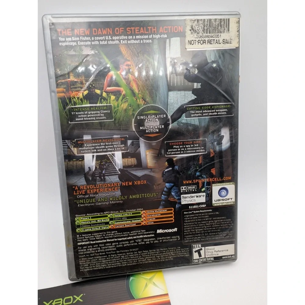 Splinter Cell Pandora Tomorrow (Xbox, 2004) CIB, Very Good Hollywood Video Copy